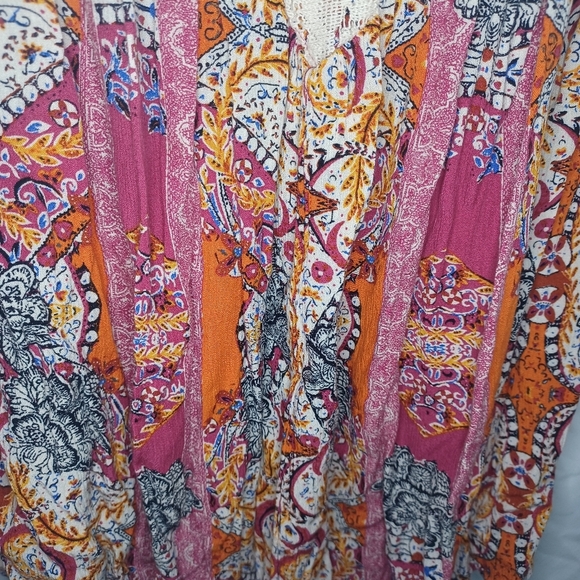 Free People Count Me In Trapeze Tunic Top Paisley Print Size M - Picture 4 of 8